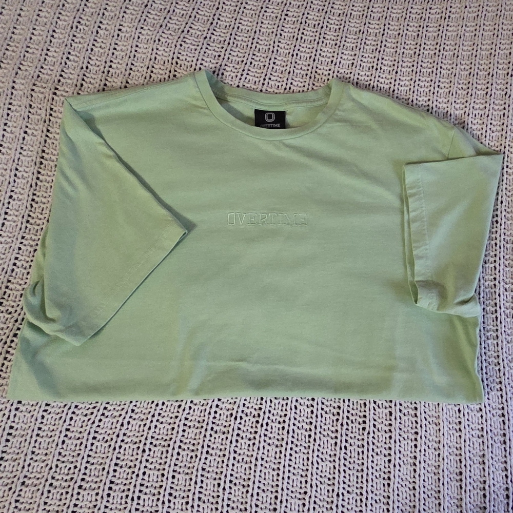 Overtime Embroidered Logo Short Sleeve Tee - Light Green